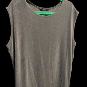 NWOT Vintage Fiore Womens Sleeveless Round Neck Tank Top Silver Gray Stretch XL